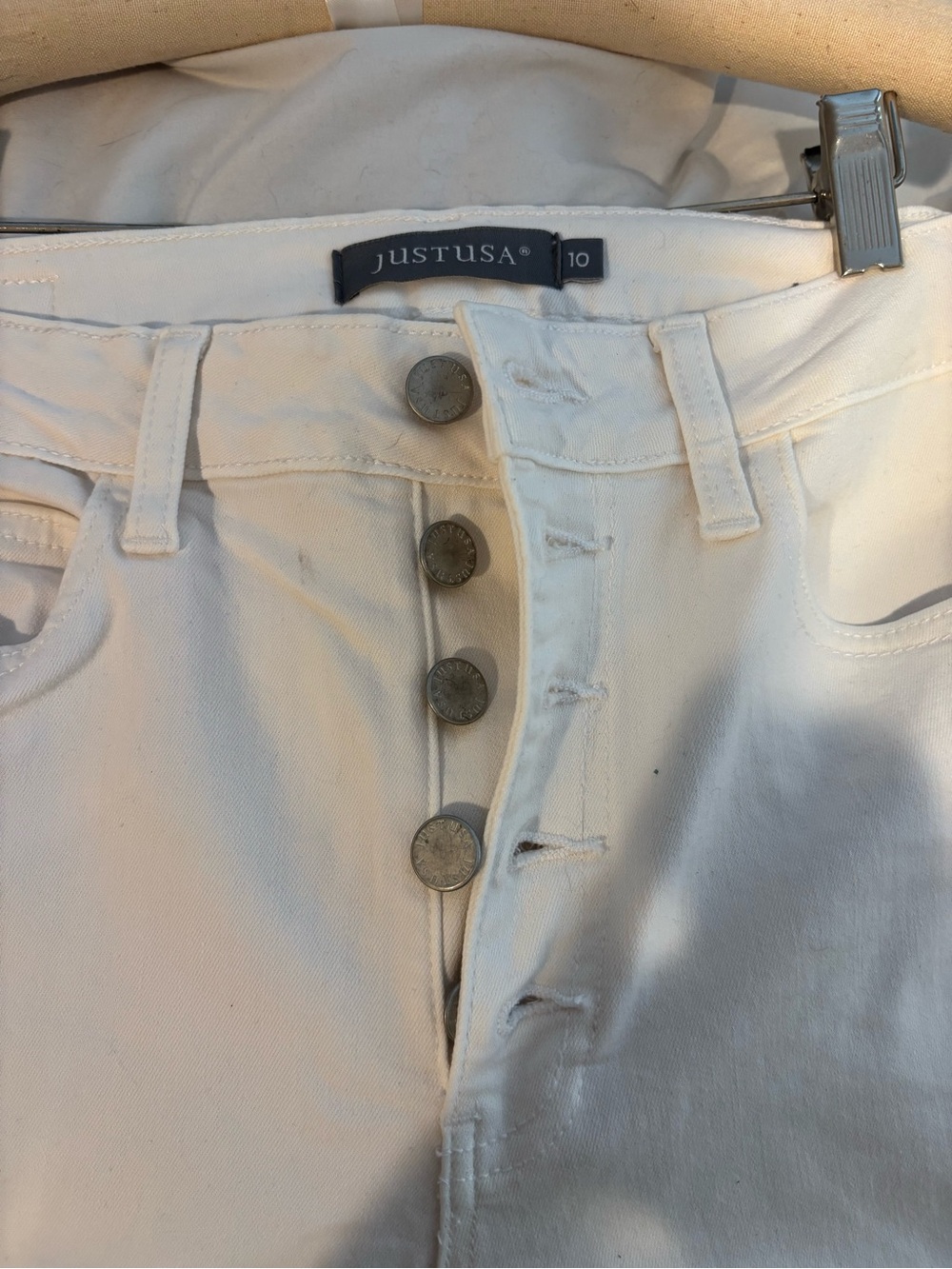 Just USA Women's High-Rise White Button-Fly skinny Jeans LIKE NEW